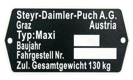 Typeplade Maxi model østrig original