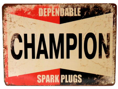 Skilt 20x30cm Champion plug