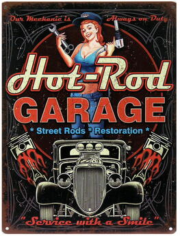 Skilt 20x30cm Hot rod garage