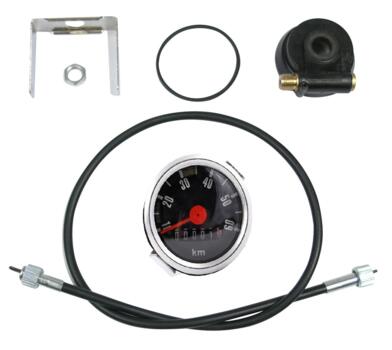 Speedometersæt 60km/ø48mm krom/sort