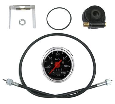 Speedometersæt 120km/ø48mm krom/sort