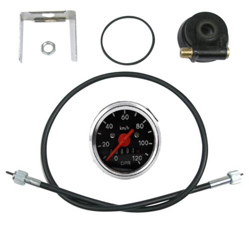 Speedometersæt 120km/ø48mm krom/sort
